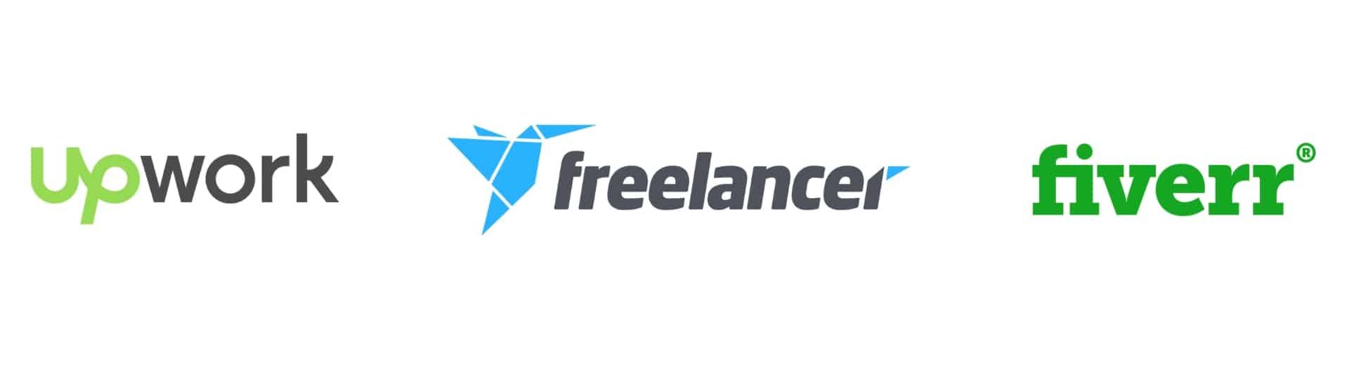 upwork fiverr freelancer.com logos