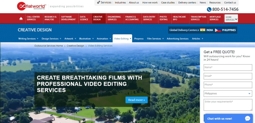 flatworld solutions outsource video editing page