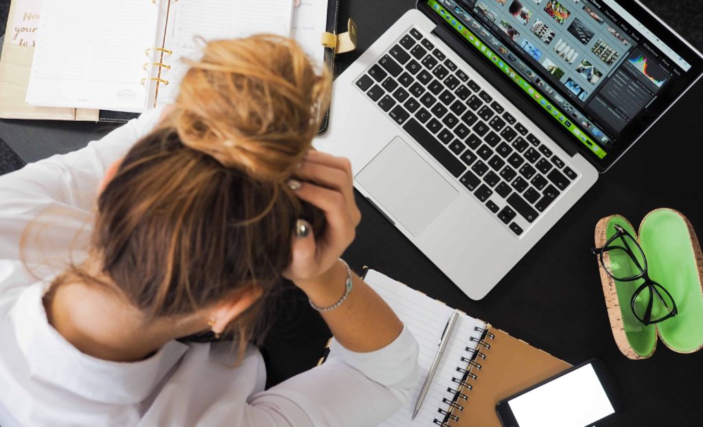 stressed online worker