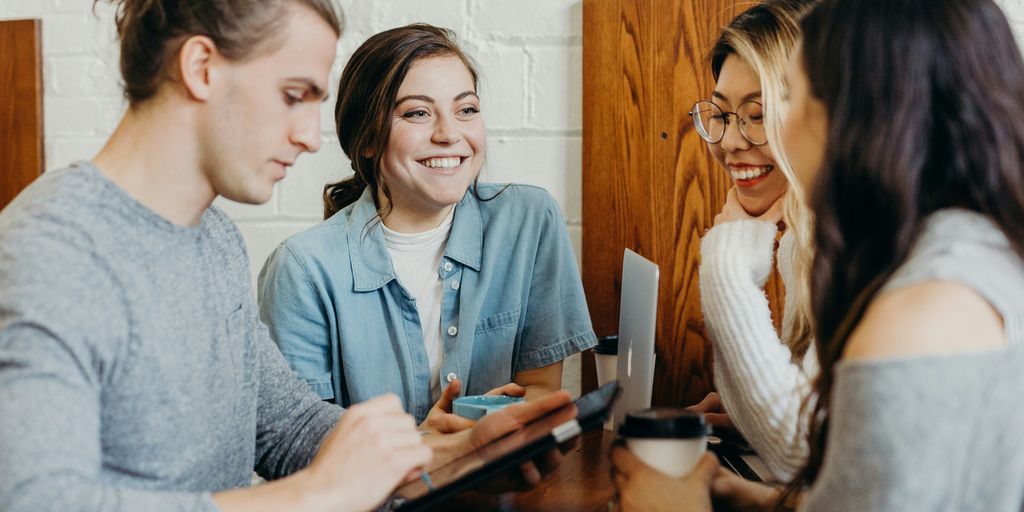 A group of friends at a coffee shop