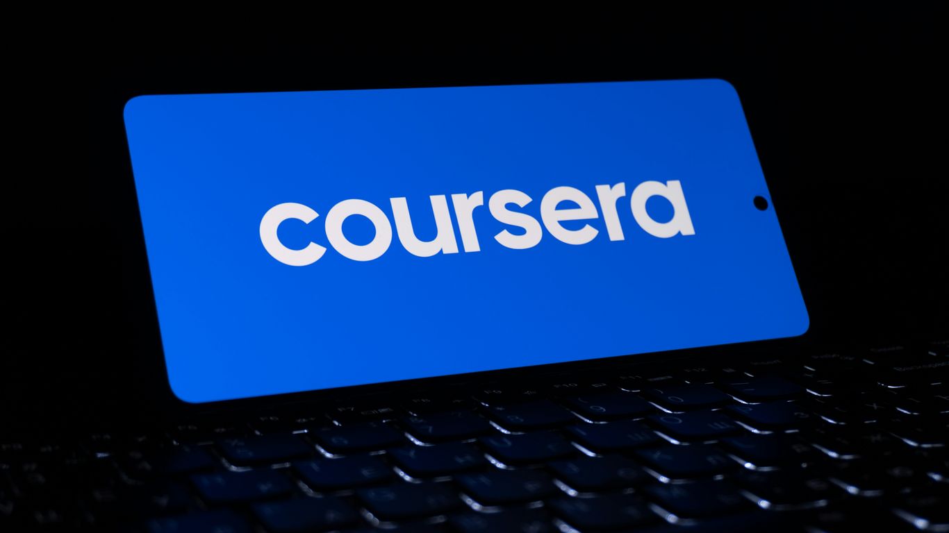 Coursera logo on a blue background