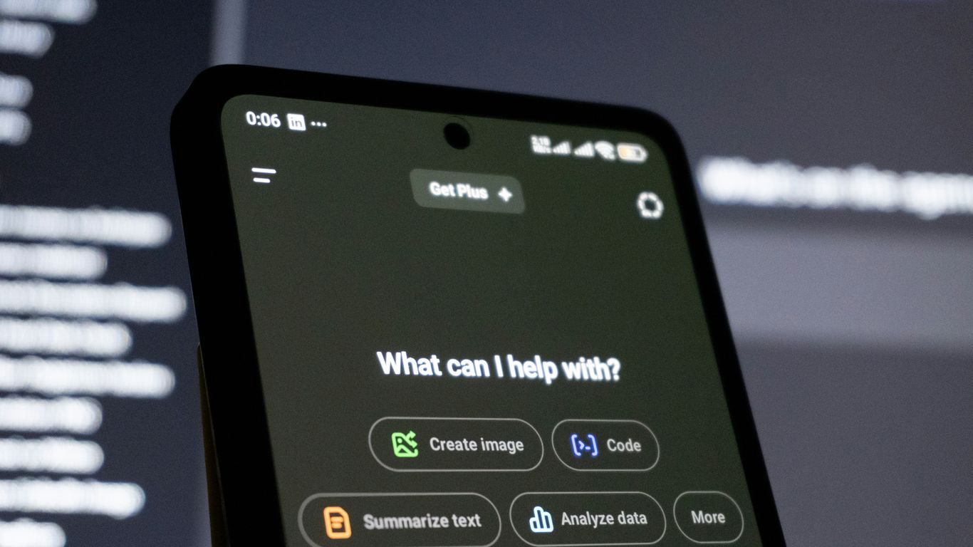 Smartphone screen displays ai chatbot interface