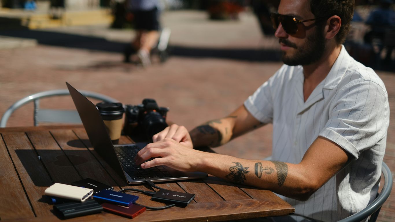 a man using a laptop